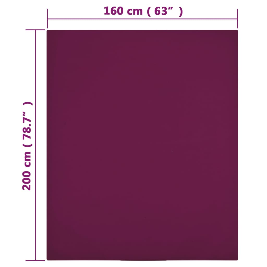 Hoeslakens Jersey Katoen 2 160 x 200 cm Bordeauxrood
