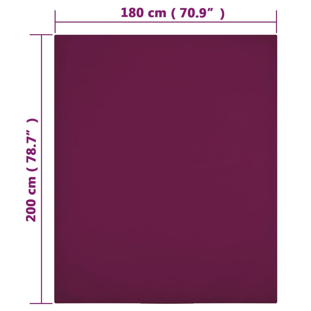 Hoeslaken Jersey 180X200 Cm Katoen Bordeauxrood 180 x 200 cm