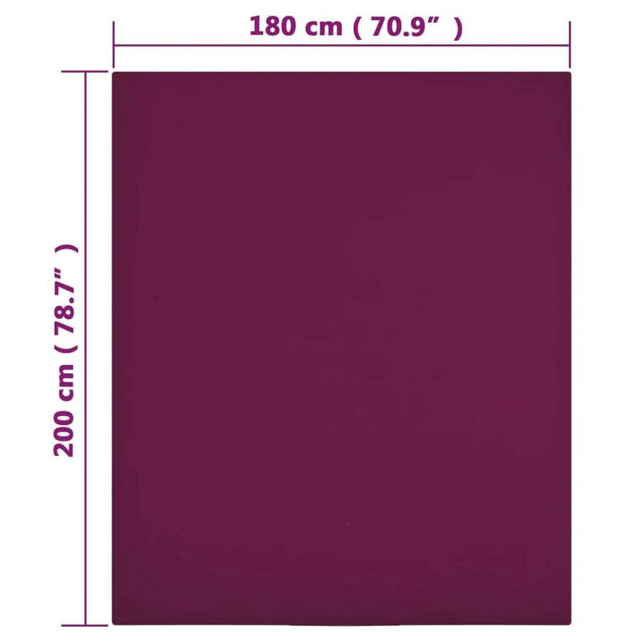 Hoeslakens Jersey 2 St 180X200 Cm Katoen Bordeauxrood 180 x 200 cm