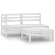 Loungeset 3-delig massief grenenhout wit