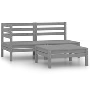Loungeset massief grenenhout grijs 3-delig