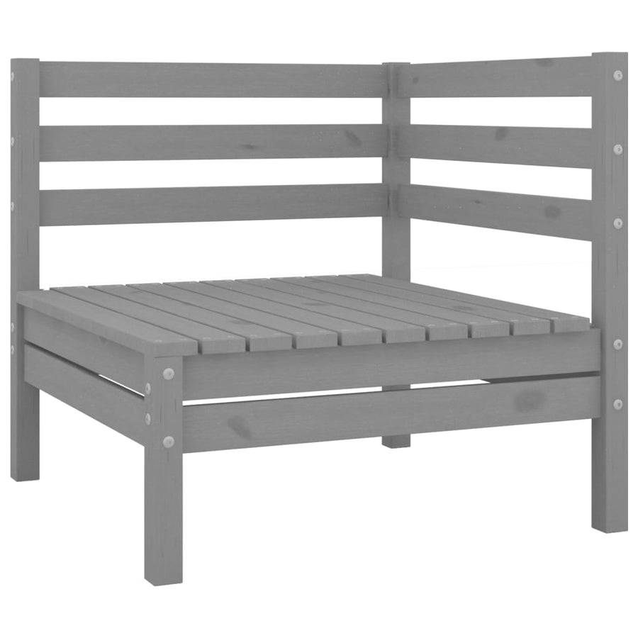 3-Delige Loungeset Massief Grenenhout Grijs hoek + midden + Tafel