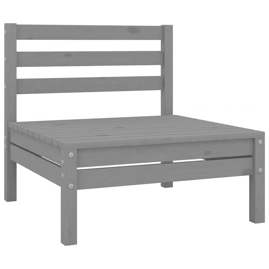 3-Delige Loungeset Massief Grenenhout Grijs hoek + midden + Tafel