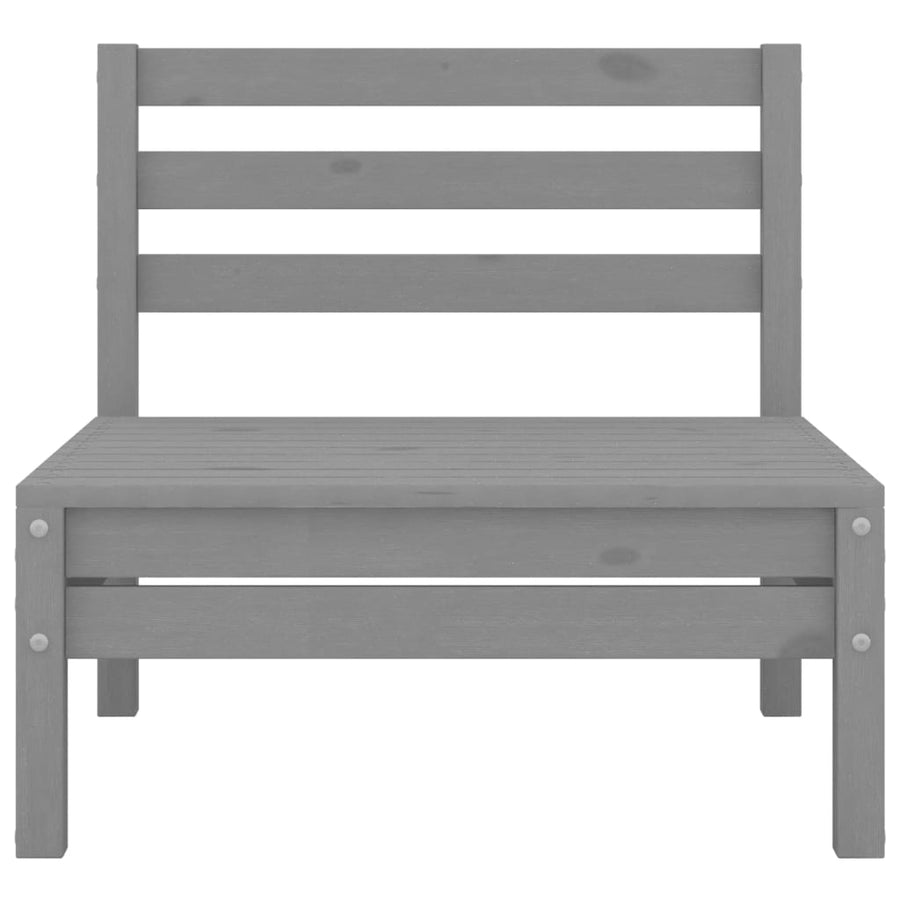 3-Delige Loungeset Massief Grenenhout Grijs hoek + midden + Tafel