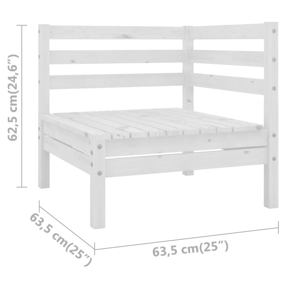 3-Delige Loungeset Massief Grenenhout Wit 2x hoek + Tafel