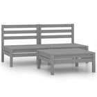 3-Delige Loungeset Massief Grenenhout Grijs 2x midden + Tafel