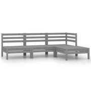 Loungeset 4-delig massief grenenhout grijs