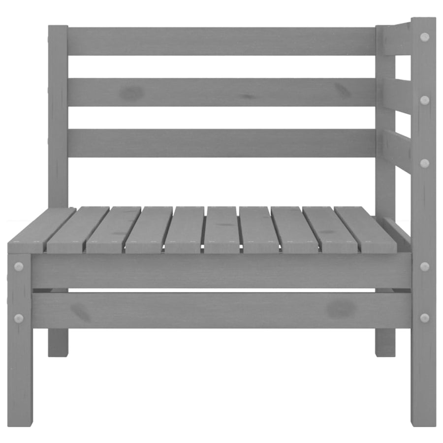4-Delige Loungeset Massief Grenenhout Grijs hoek + 2x midden + voetensteun