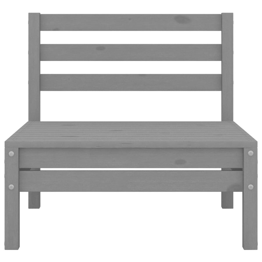 4-Delige Loungeset Massief Grenenhout Grijs hoek + 2x midden + voetensteun