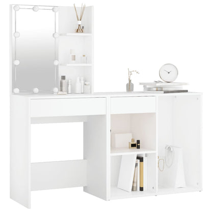 Kaptafel met kastje en LED's bewerkt hout wit