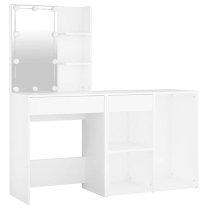 Kaptafel met kastje en LED's bewerkt hout wit