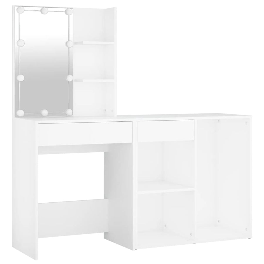 Kaptafel met kastje en LED's bewerkt hout wit