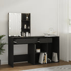Dressing table with cabinet LED treated wood black