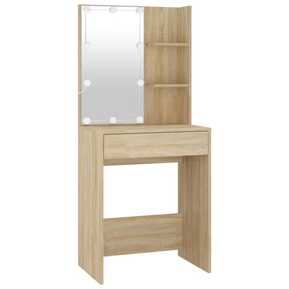 Kaptafel Met Kastje En Led's Bewerkt Hout Sonoma Eikenkleurig