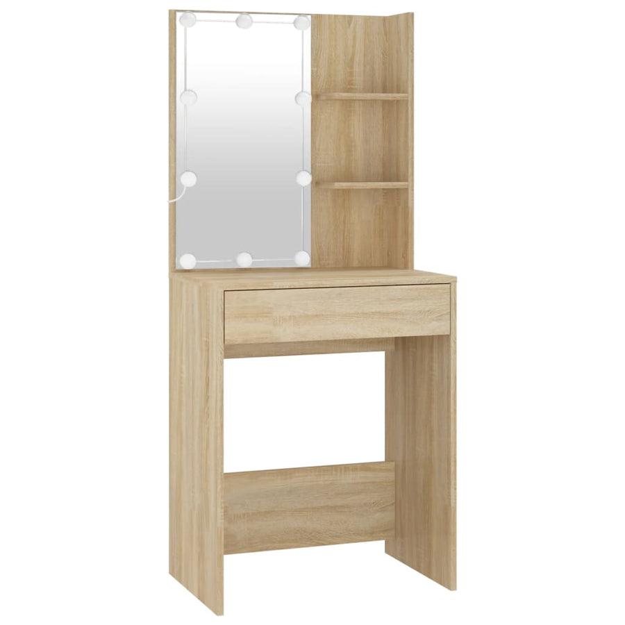 Kaptafel Met Kastje En Led's Bewerkt Hout Sonoma Eikenkleurig