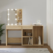 Kaptafel met kastje en LED's bewerkt hout sonoma eiken