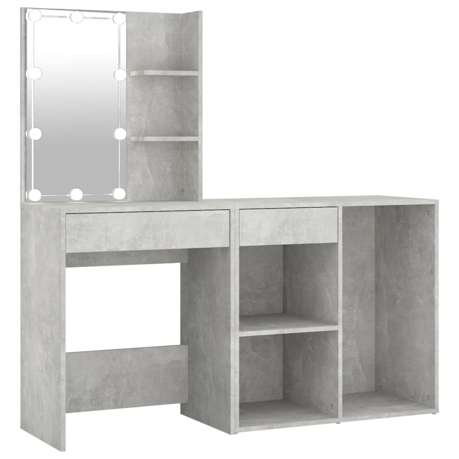 Kaptafel Met Kastje En Led's Bewerkt Hout Betongrijs