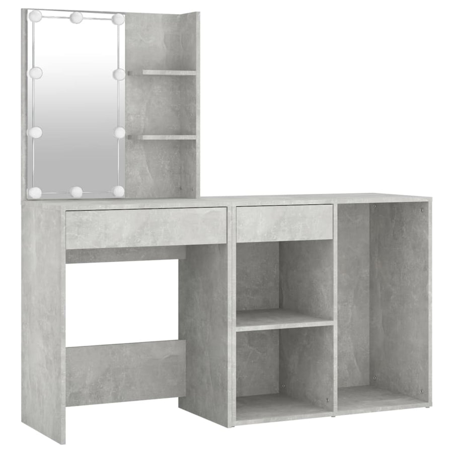 Kaptafel Met Kastje En Led's Bewerkt Hout Betongrijs