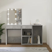 Kaptafel met kastje LED's bewerkt hout betongrijs