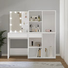 Kaptafel 60x40x140 cm bewerkt hout wit met 2 kastjes en LED