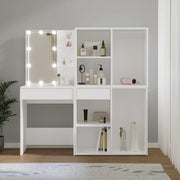 Kaptafel 60x40x140 cm bewerkt hout wit met 2 kastjes en LED