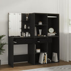 Dressing table with drawers LED treated wood black