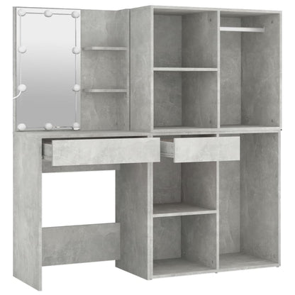 Kaptafel Met 2 Kastjes En Led's Bewerkt Hout Betongrijs