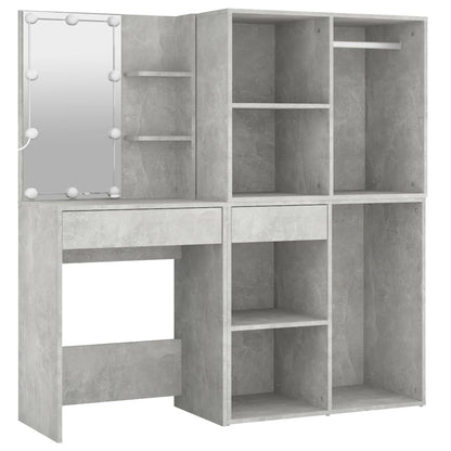 Kaptafel Met 2 Kastjes En Led's Bewerkt Hout Betongrijs