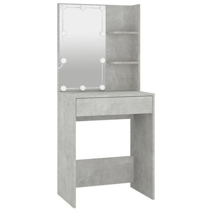 Kaptafel Met 2 Kastjes En Led's Bewerkt Hout Betongrijs