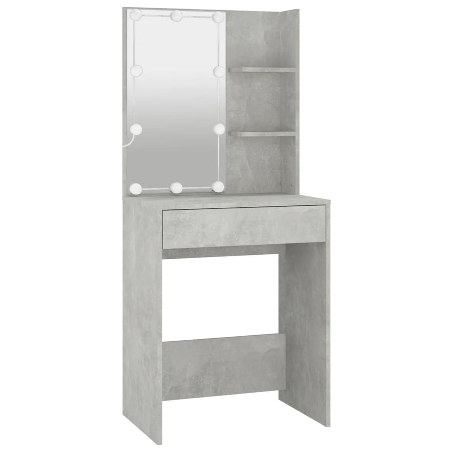 Kaptafel Met 2 Kastjes En Led's Bewerkt Hout Betongrijs