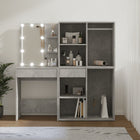 Dressing table with 2 cupboards and LEDs treated wood concrete grey
