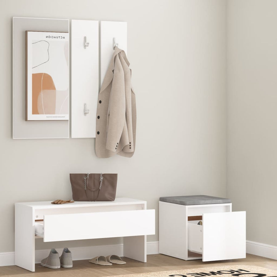 Halmeubelset bewerkt hout wit Wit