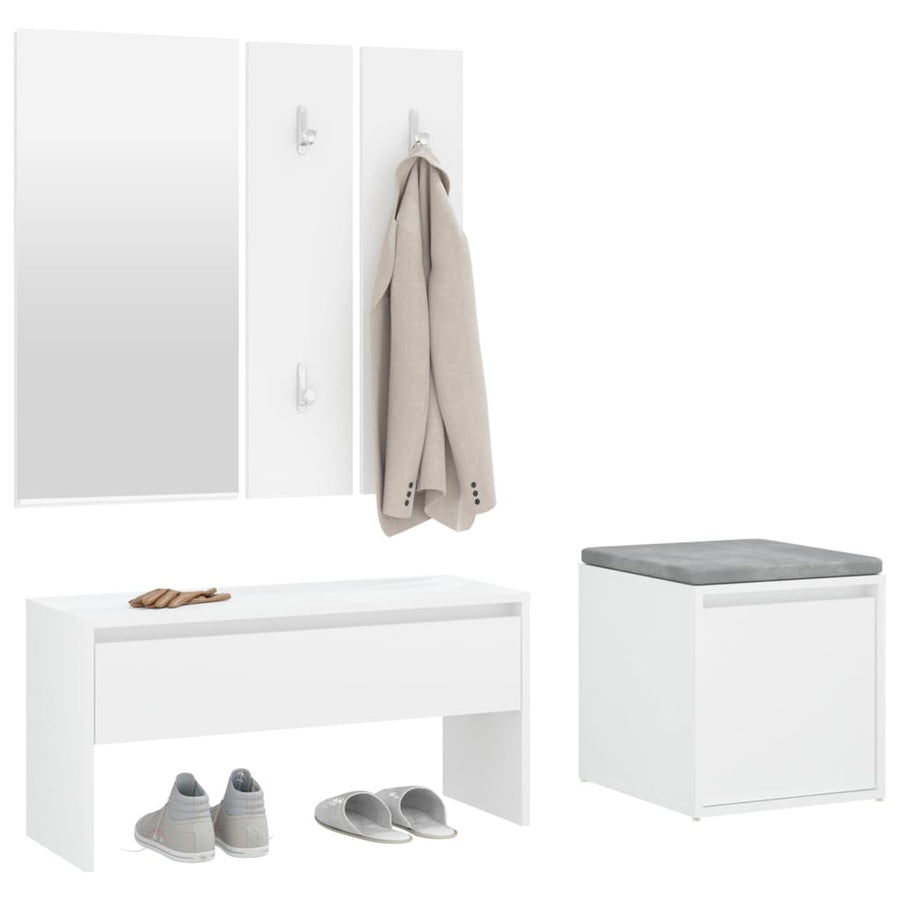 Halmeubelset bewerkt hout wit Wit