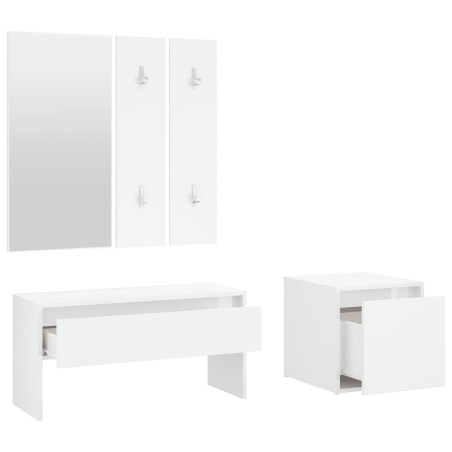 Halmeubelset bewerkt hout wit Wit