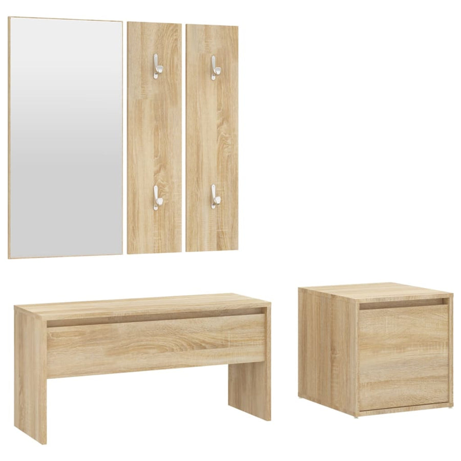 Halmeubelset Bewerkt Hout Kleurig Sonoma eiken