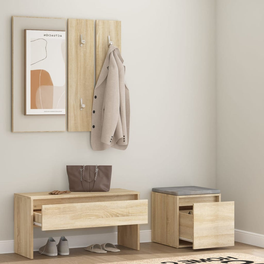 Halmeubelset Bewerkt Hout Kleurig Sonoma eiken