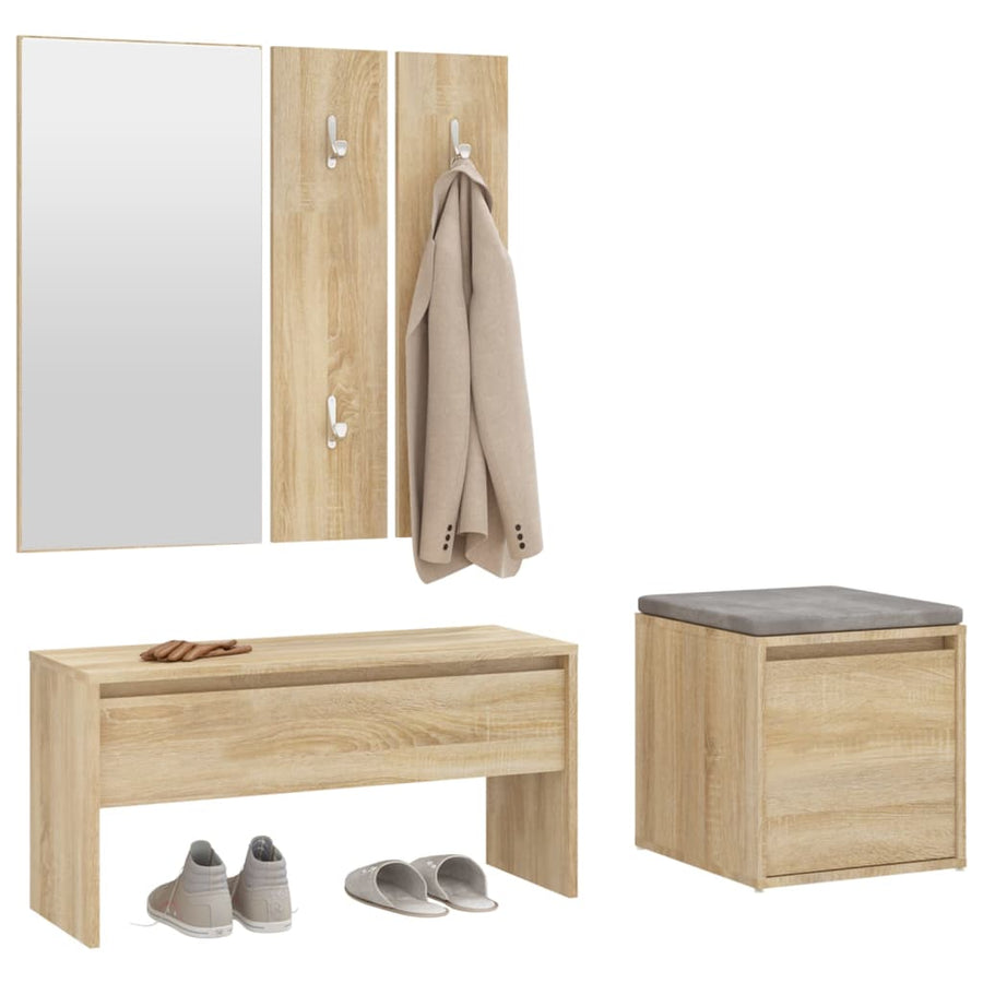 Halmeubelset Bewerkt Hout Kleurig Sonoma eiken