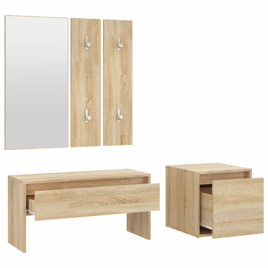 Halmeubelset Bewerkt Hout Kleurig Sonoma eiken