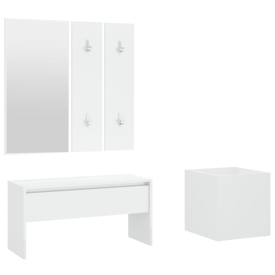 Halmeubelset Bewerkt Hout Wit