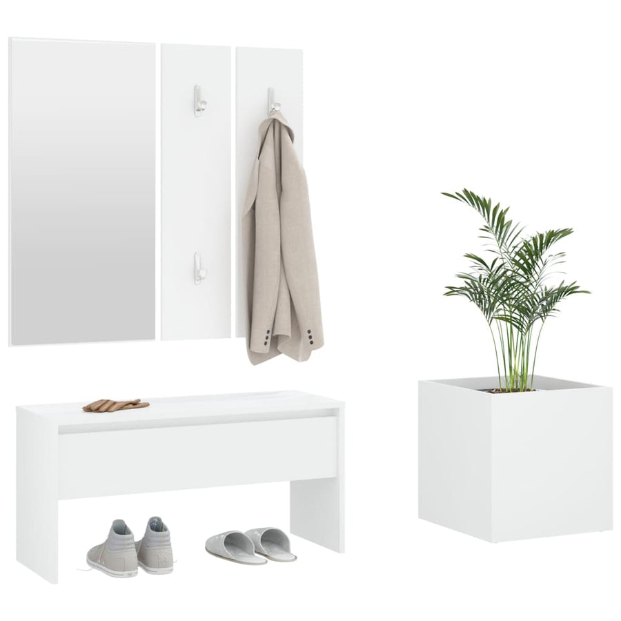 Halmeubelset Bewerkt Hout Wit