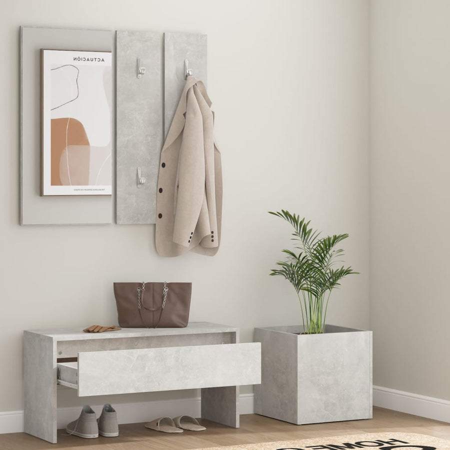 Halmeubelset Bewerkt Hout Betongrijs