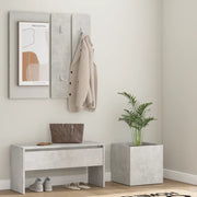 Wardrobe set machined wood concrete gray