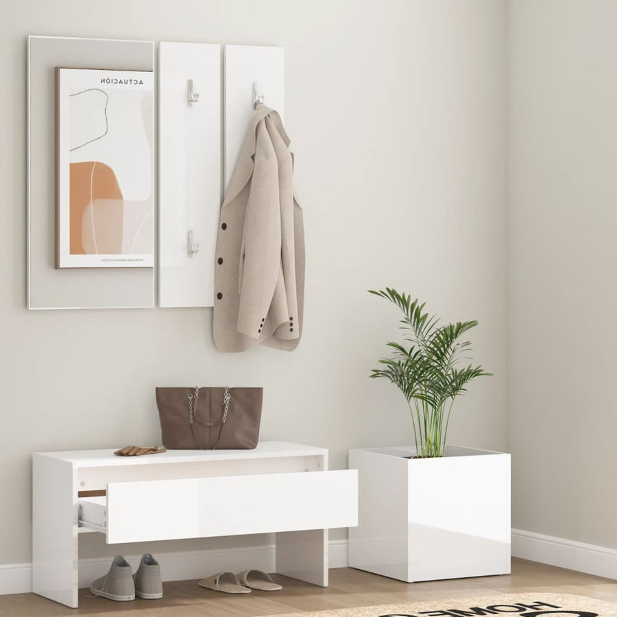 Halmeubelset Bewerkt Hout Hoogglans wit
