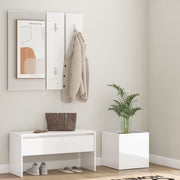 Wardrobe set carved wood high-gloss white