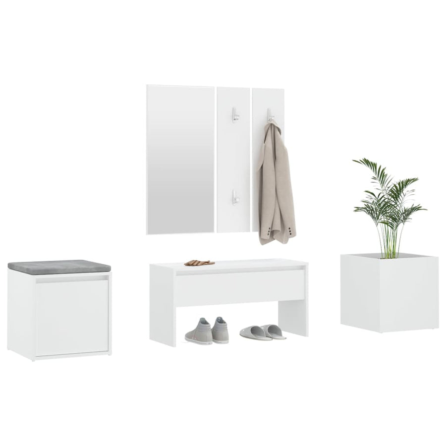 Halmeubelset Bewerkt Hout Wit