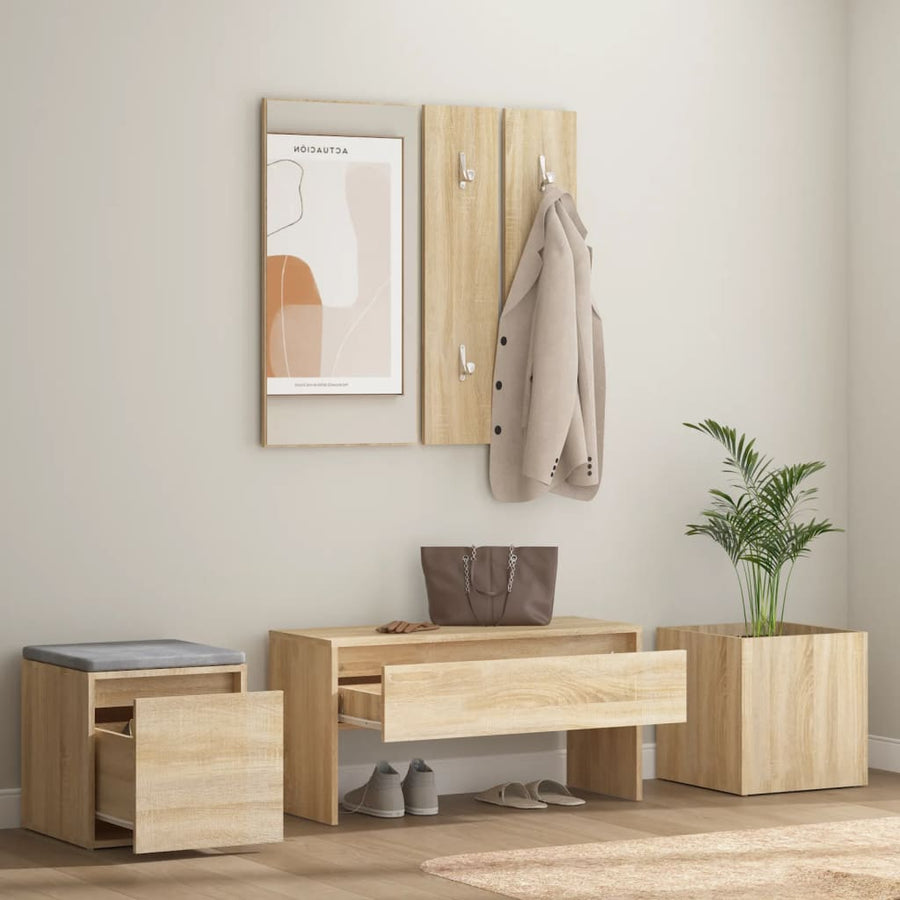 Halmeubelset Bewerkt Hout Kleurig Sonoma eiken