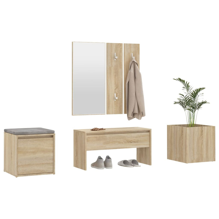 Halmeubelset Bewerkt Hout Kleurig Sonoma eiken