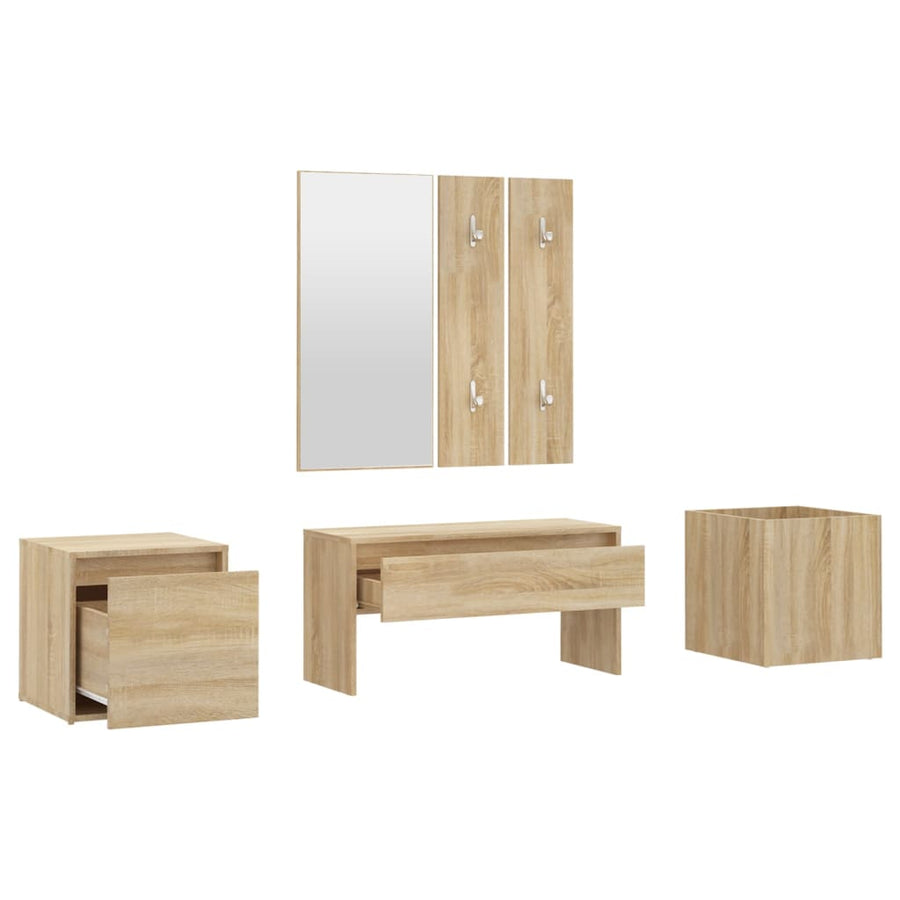 Halmeubelset Bewerkt Hout Kleurig Sonoma eiken