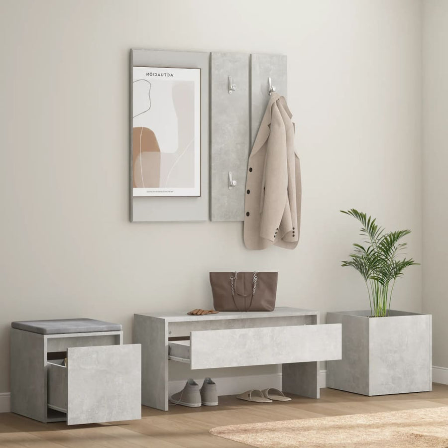 Halmeubelset Bewerkt Hout Betongrijs
