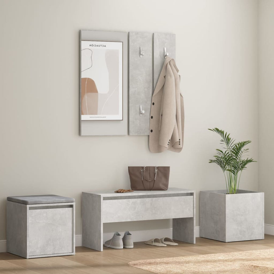 Halmeubelset Bewerkt Hout Betongrijs